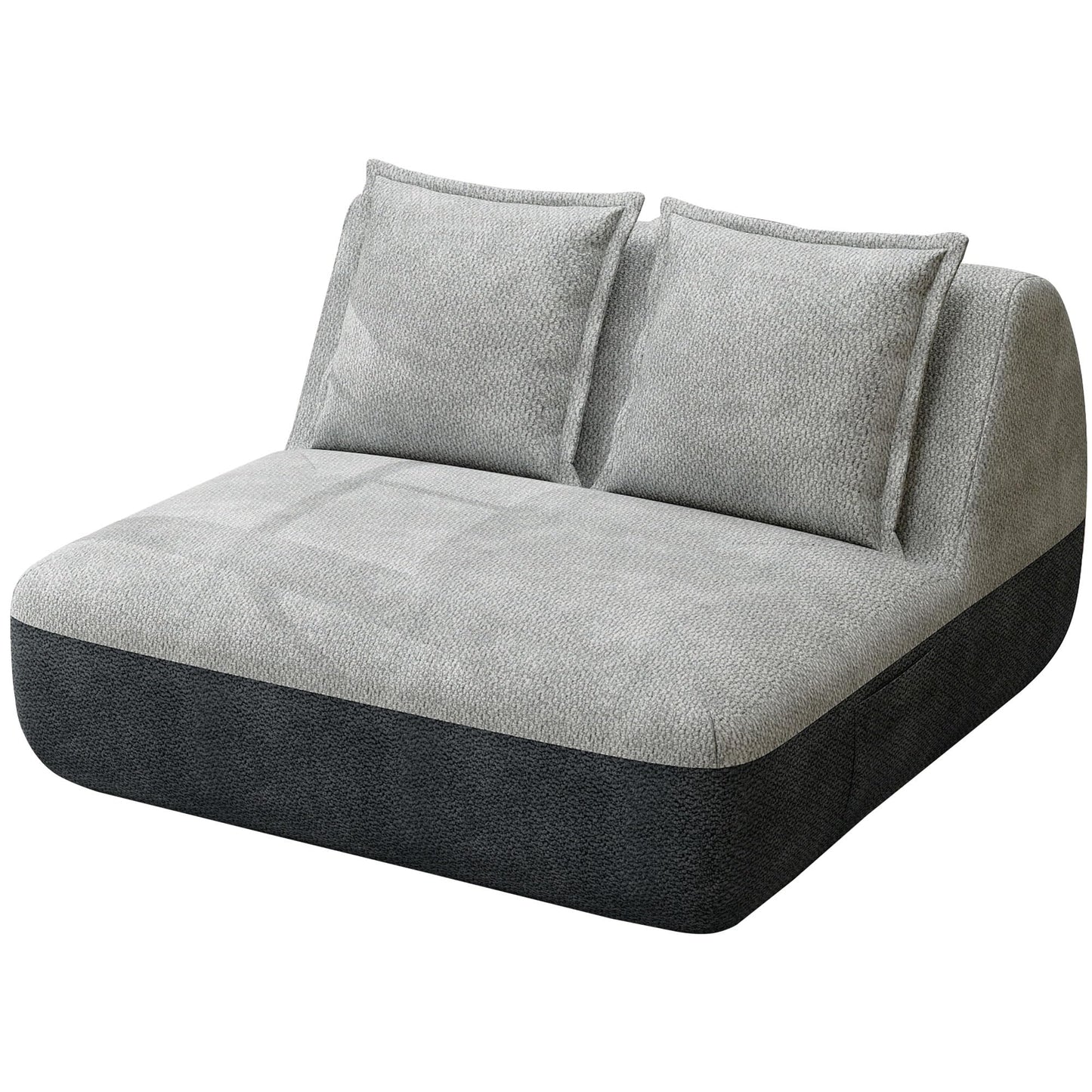 Hobestluk Small Sofa Couch Lounge Sofa Chair for Living Room, Comfy Memory Foam Couch, Mini Sofa with Side Pocket for Living Room, Bedroom (Grey+Light Grey)