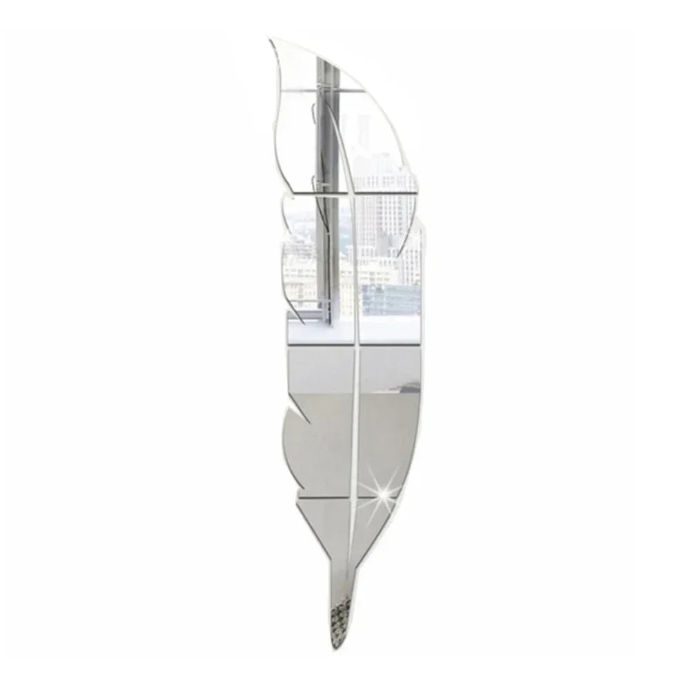 DIY Feather Plume 3D Mirror Wall Sticker