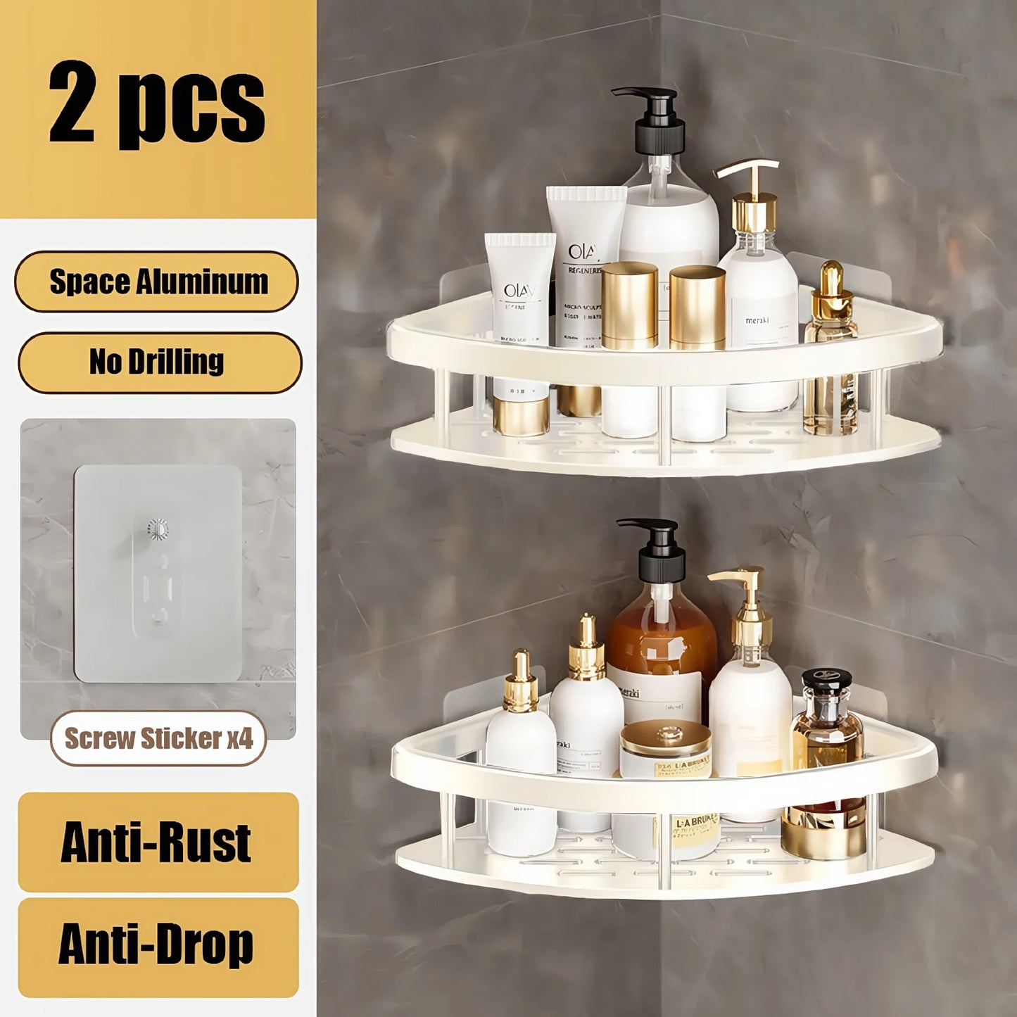Bathroom Shelf No Drill Organizer Rack