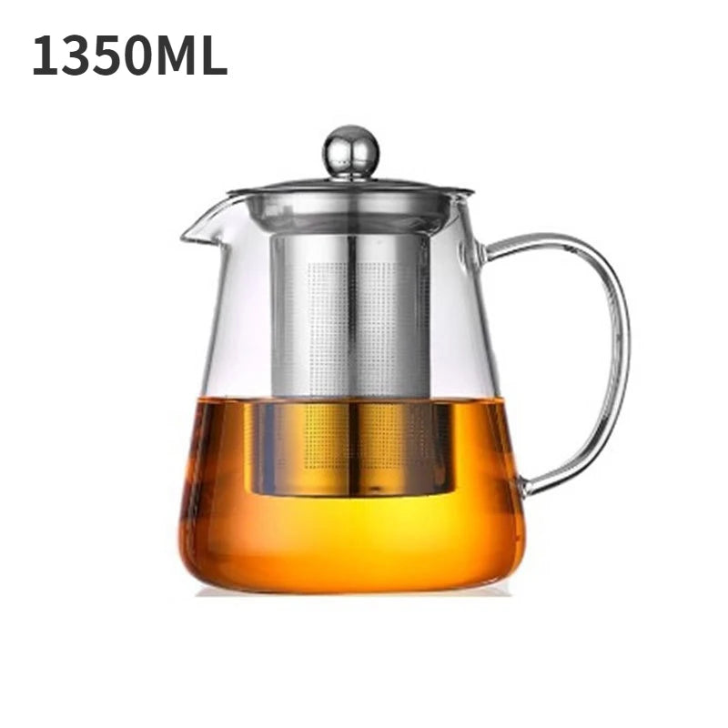 Heat-Resistant Clear Glass Tea Pitcher