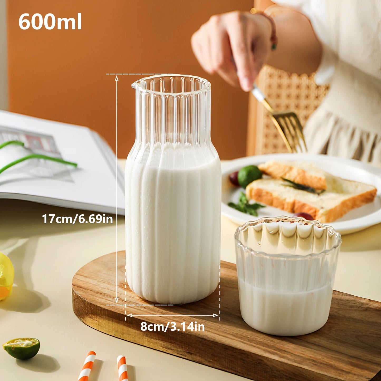 Elegant Glass Carafe Set with Cup