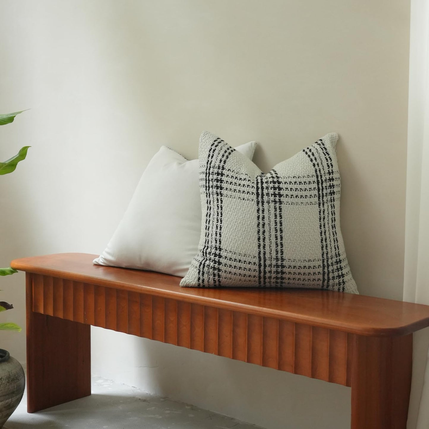 Green Plaid Pillow Covers 20x20 inch Set of 2 Knitting Tartan Pillow Cases Winter Xmas Farmhouse Cushion Covers for Sofa Bed