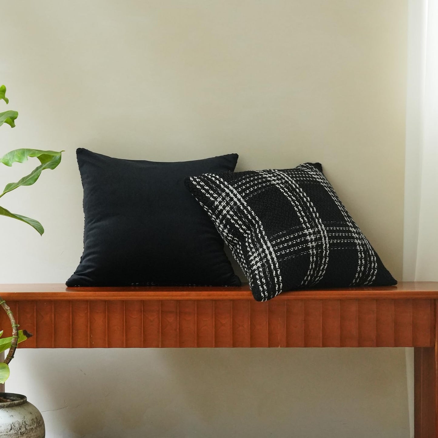 Green Plaid Pillow Covers 20x20 inch Set of 2 Knitting Tartan Pillow Cases Winter Xmas Farmhouse Cushion Covers for Sofa Bed