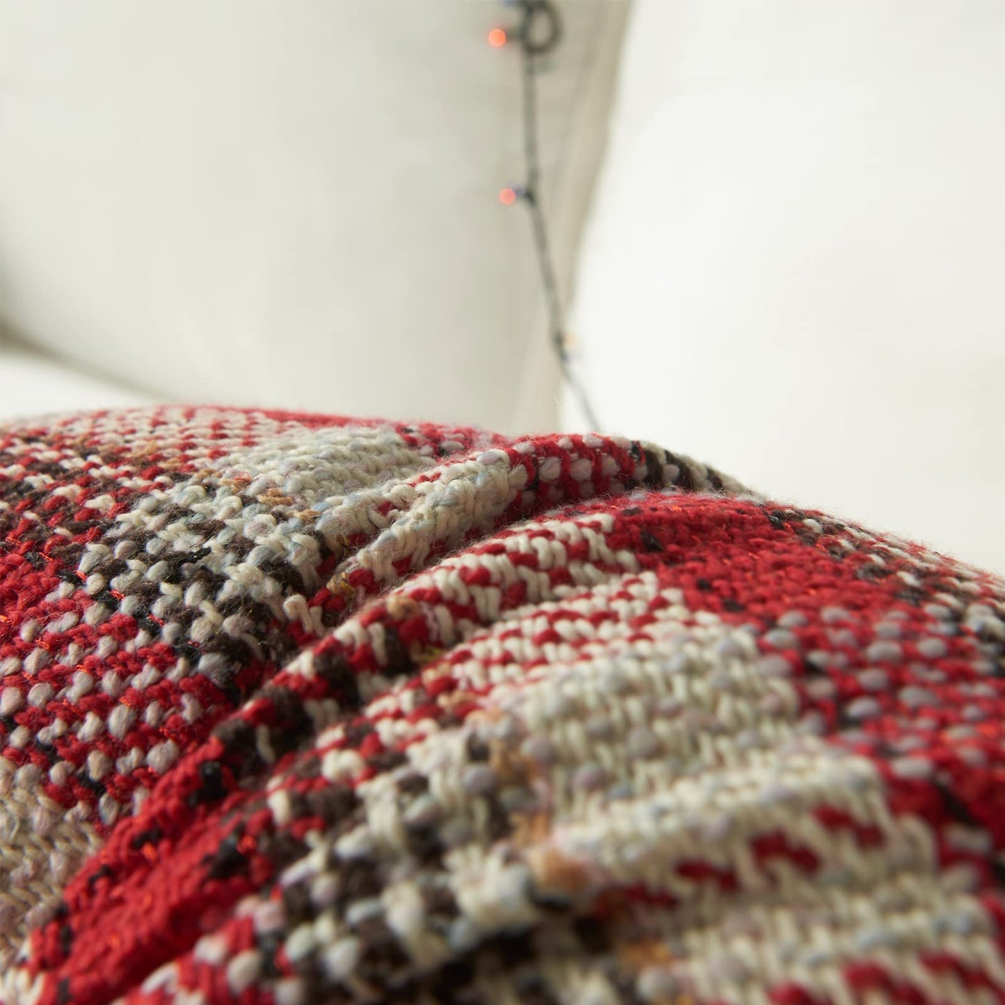 Green Plaid Pillow Covers 20x20 inch Set of 2 Knitting Tartan Pillow Cases Winter Xmas Farmhouse Cushion Covers for Sofa Bed