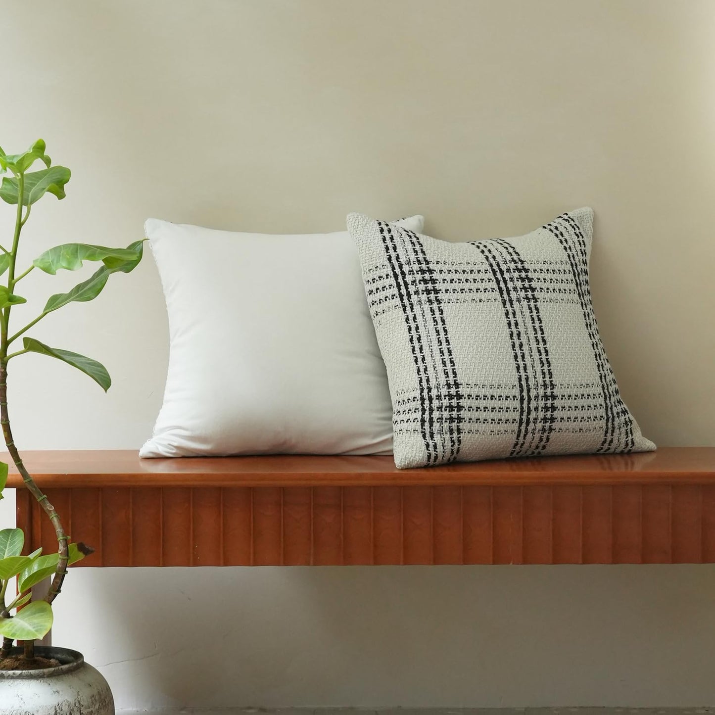 Green Plaid Pillow Covers 20x20 inch Set of 2 Knitting Tartan Pillow Cases Winter Xmas Farmhouse Cushion Covers for Sofa Bed