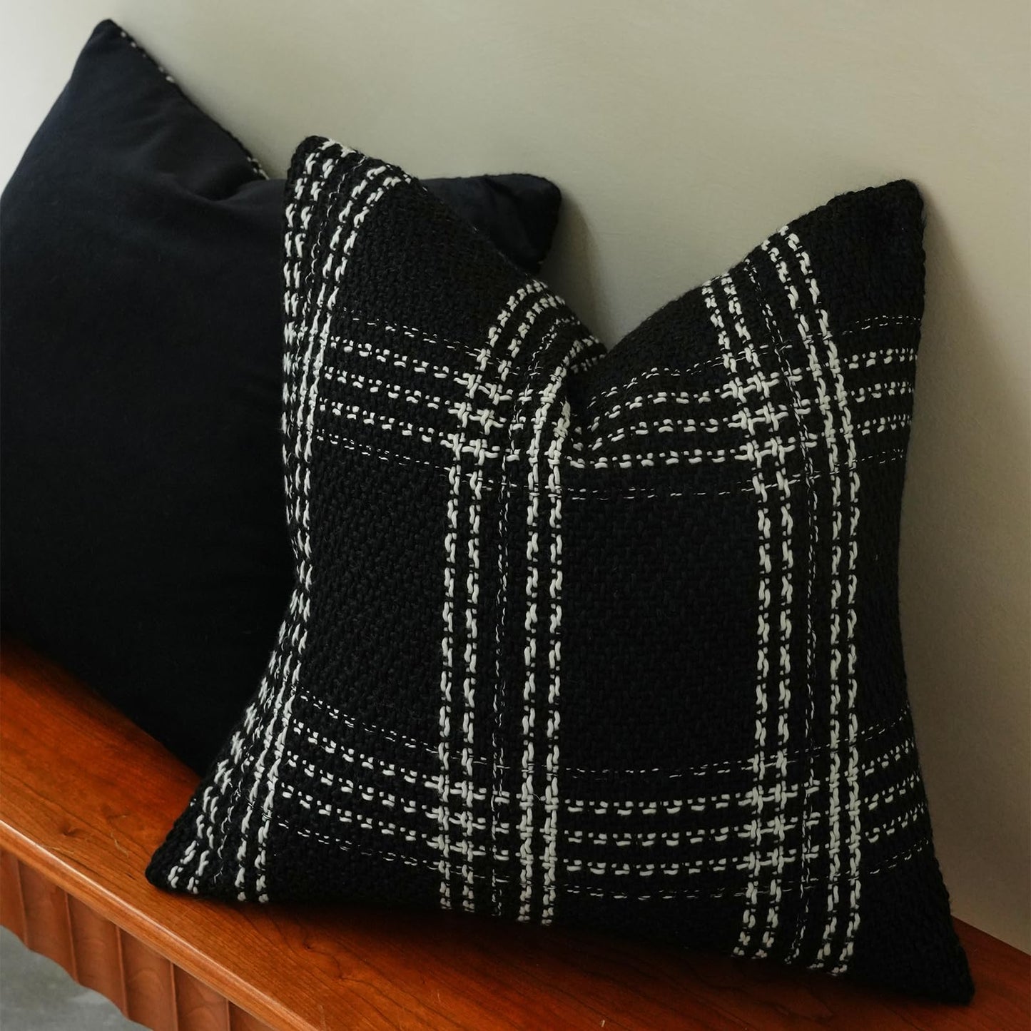 Green Plaid Pillow Covers 20x20 inch Set of 2 Knitting Tartan Pillow Cases Winter Xmas Farmhouse Cushion Covers for Sofa Bed