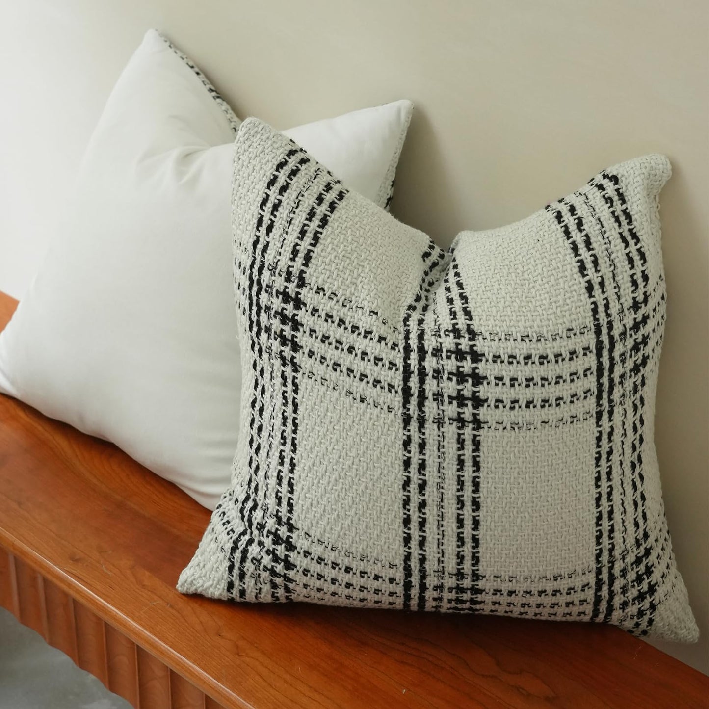 Green Plaid Pillow Covers 20x20 inch Set of 2 Knitting Tartan Pillow Cases Winter Xmas Farmhouse Cushion Covers for Sofa Bed