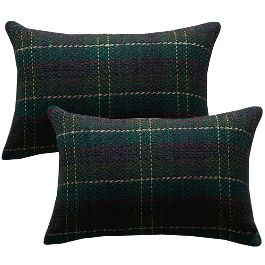 Green Plaid Pillow Covers 20x20 inch Set of 2 Knitting Tartan Pillow Cases Winter Xmas Farmhouse Cushion Covers for Sofa Bed