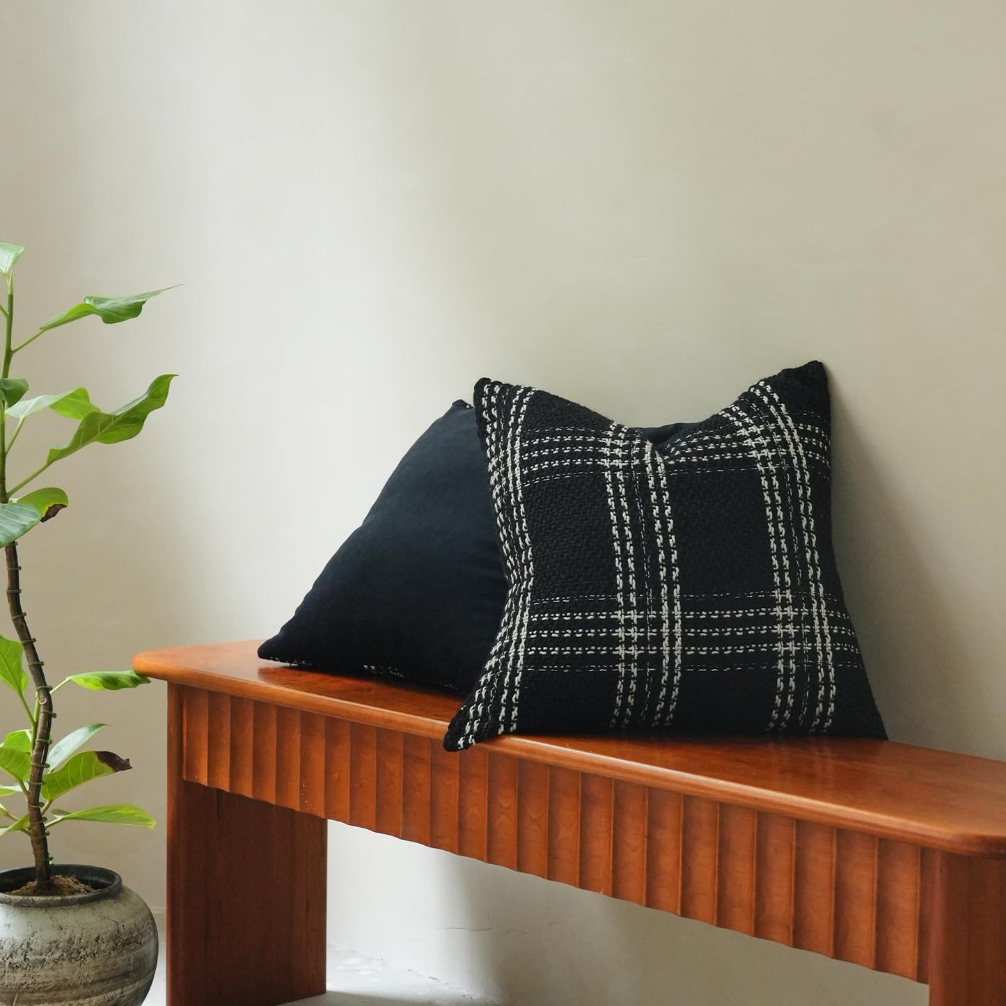 Green Plaid Pillow Covers 20x20 inch Set of 2 Knitting Tartan Pillow Cases Winter Xmas Farmhouse Cushion Covers for Sofa Bed