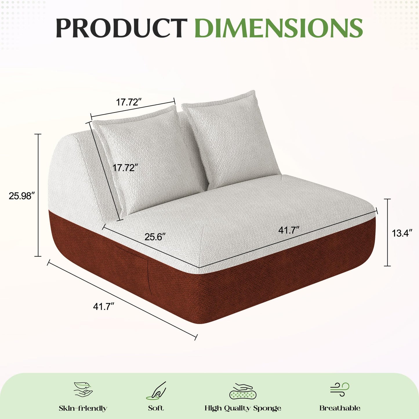 Hobestluk Small Sofa Couch Lounge Sofa Chair for Living Room, Comfy Memory Foam Couch, Mini Sofa with Side Pocket for Living Room, Bedroom (Grey+Light Grey)