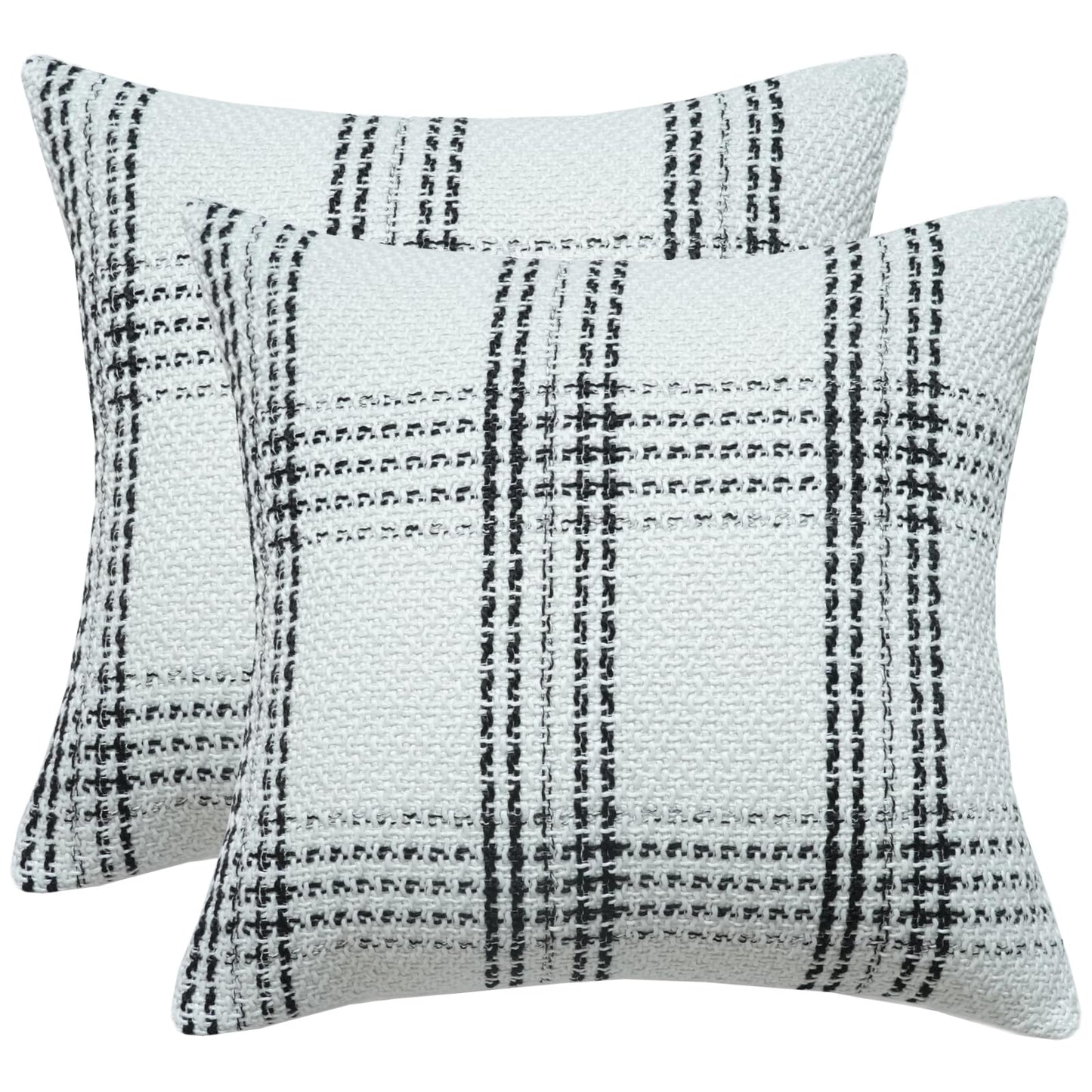 Green Plaid Pillow Covers 20x20 inch Set of 2 Knitting Tartan Pillow Cases Winter Xmas Farmhouse Cushion Covers for Sofa Bed