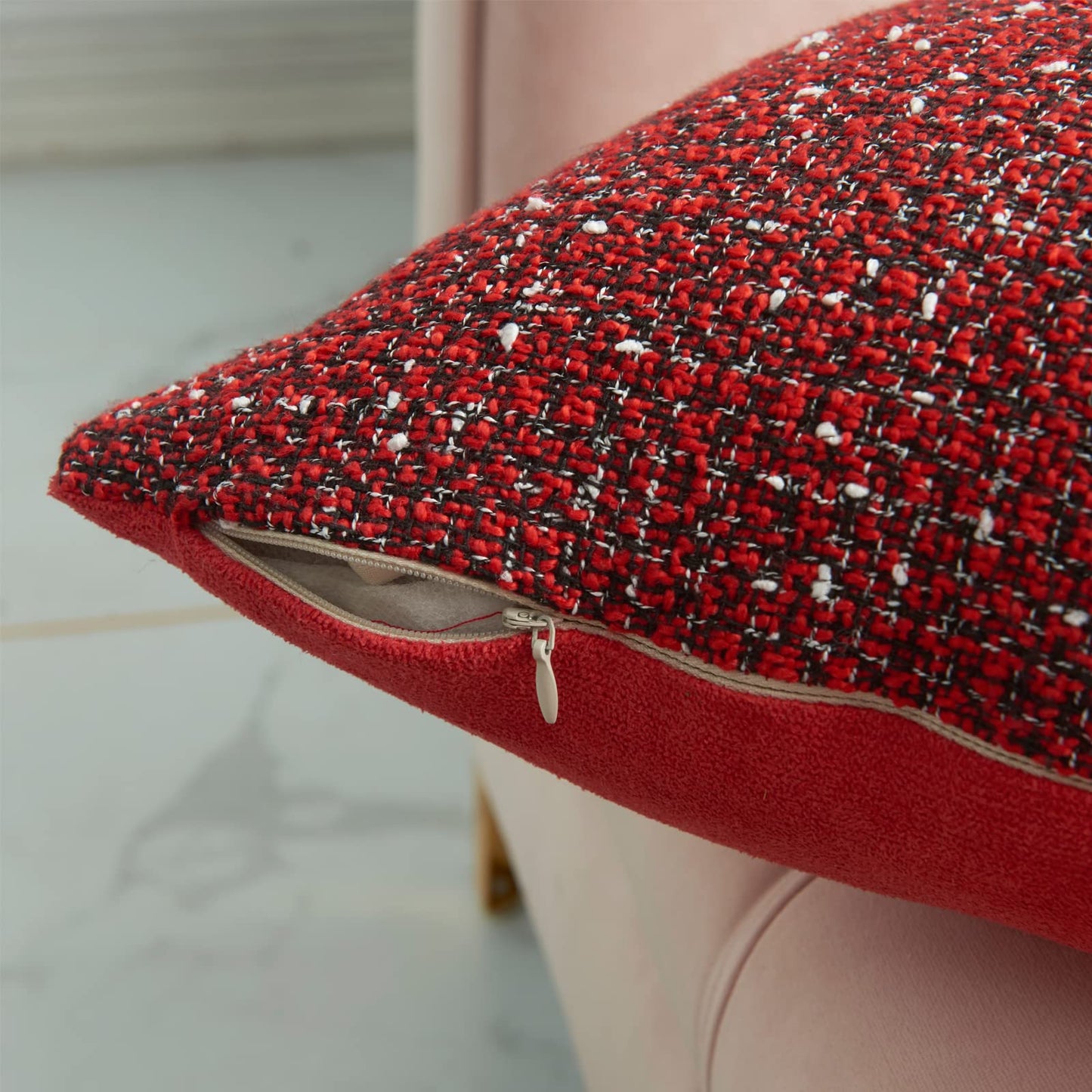 Green Plaid Pillow Covers 20x20 inch Set of 2 Knitting Tartan Pillow Cases Winter Xmas Farmhouse Cushion Covers for Sofa Bed