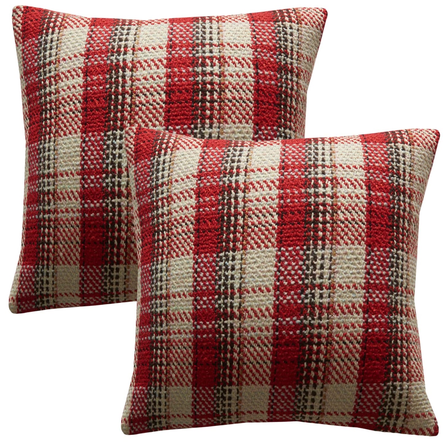 Green Plaid Pillow Covers 20x20 inch Set of 2 Knitting Tartan Pillow Cases Winter Xmas Farmhouse Cushion Covers for Sofa Bed