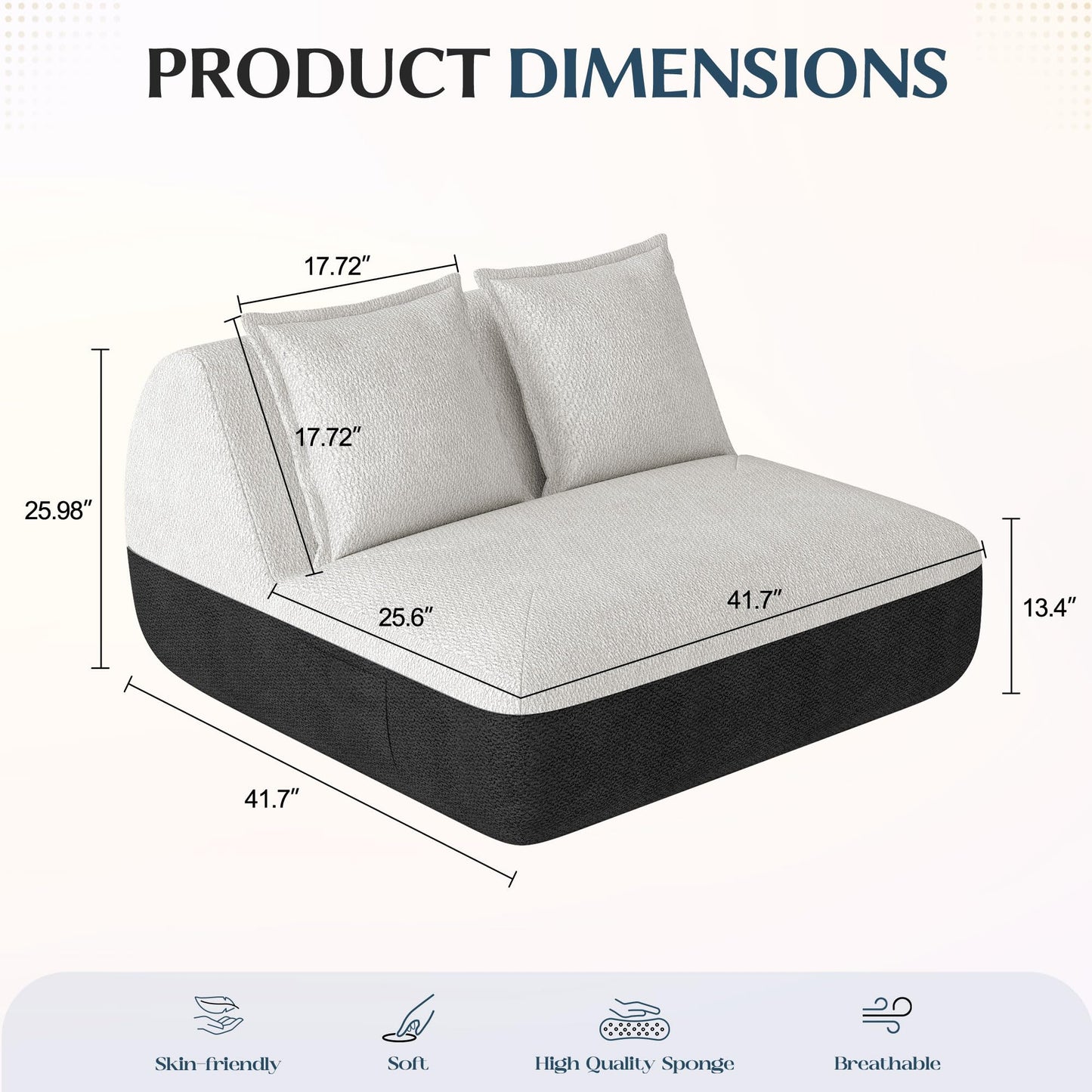 Hobestluk Small Sofa Couch Lounge Sofa Chair for Living Room, Comfy Memory Foam Couch, Mini Sofa with Side Pocket for Living Room, Bedroom (Grey+Light Grey)