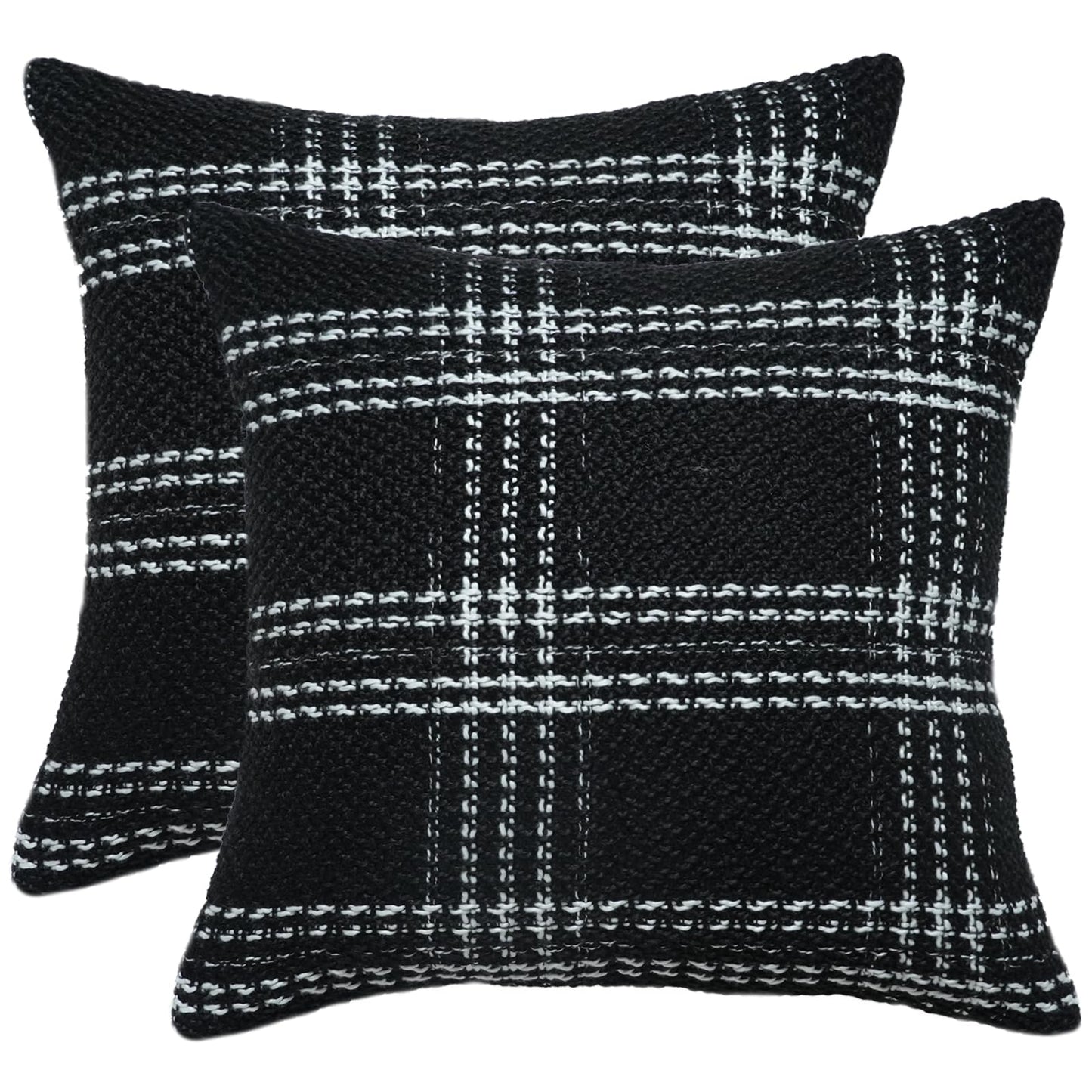 Green Plaid Pillow Covers 20x20 inch Set of 2 Knitting Tartan Pillow Cases Winter Xmas Farmhouse Cushion Covers for Sofa Bed