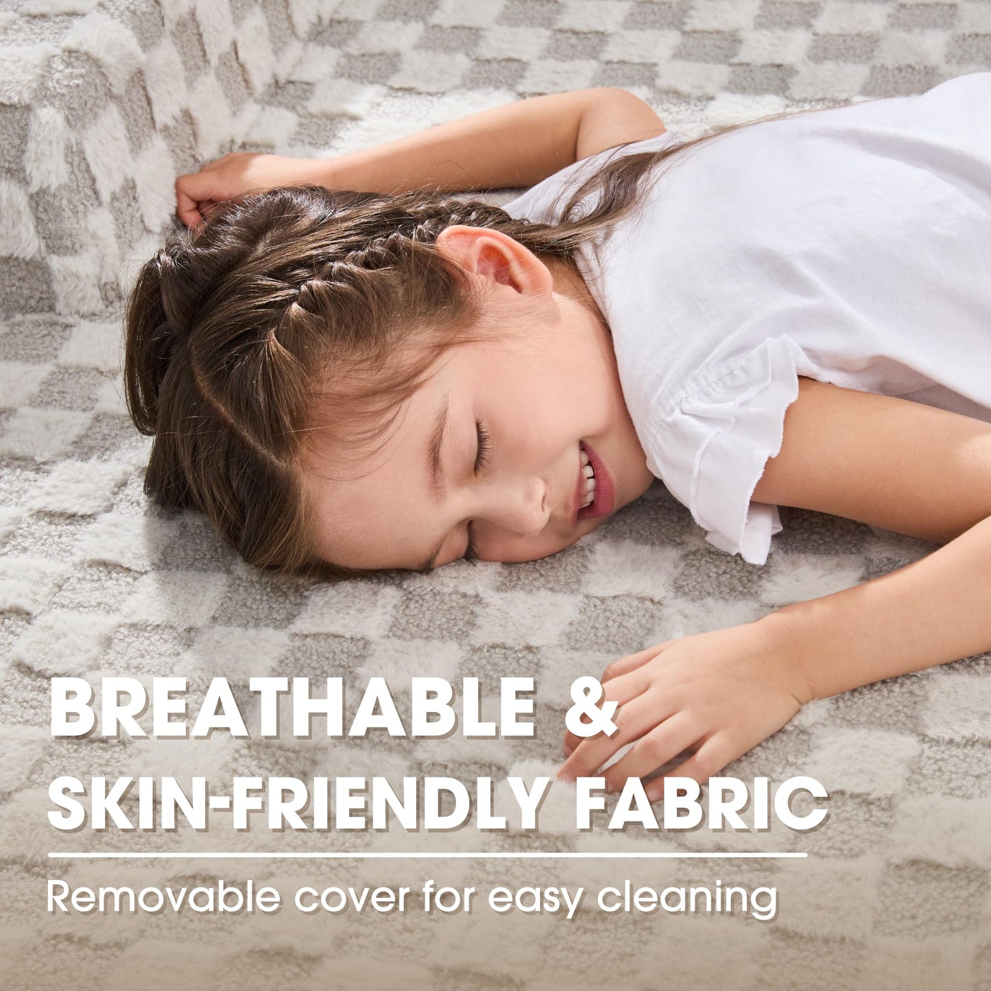 Hobestluk 96” Modular Sectional Sofa Couches L-Shape Couch 3 Seat Modular Sofa Memory Foam Sectional Couches for Living Room, Cloud Couch with Oversized Chaise (Grey, Stripe (Right Facing Chaise))