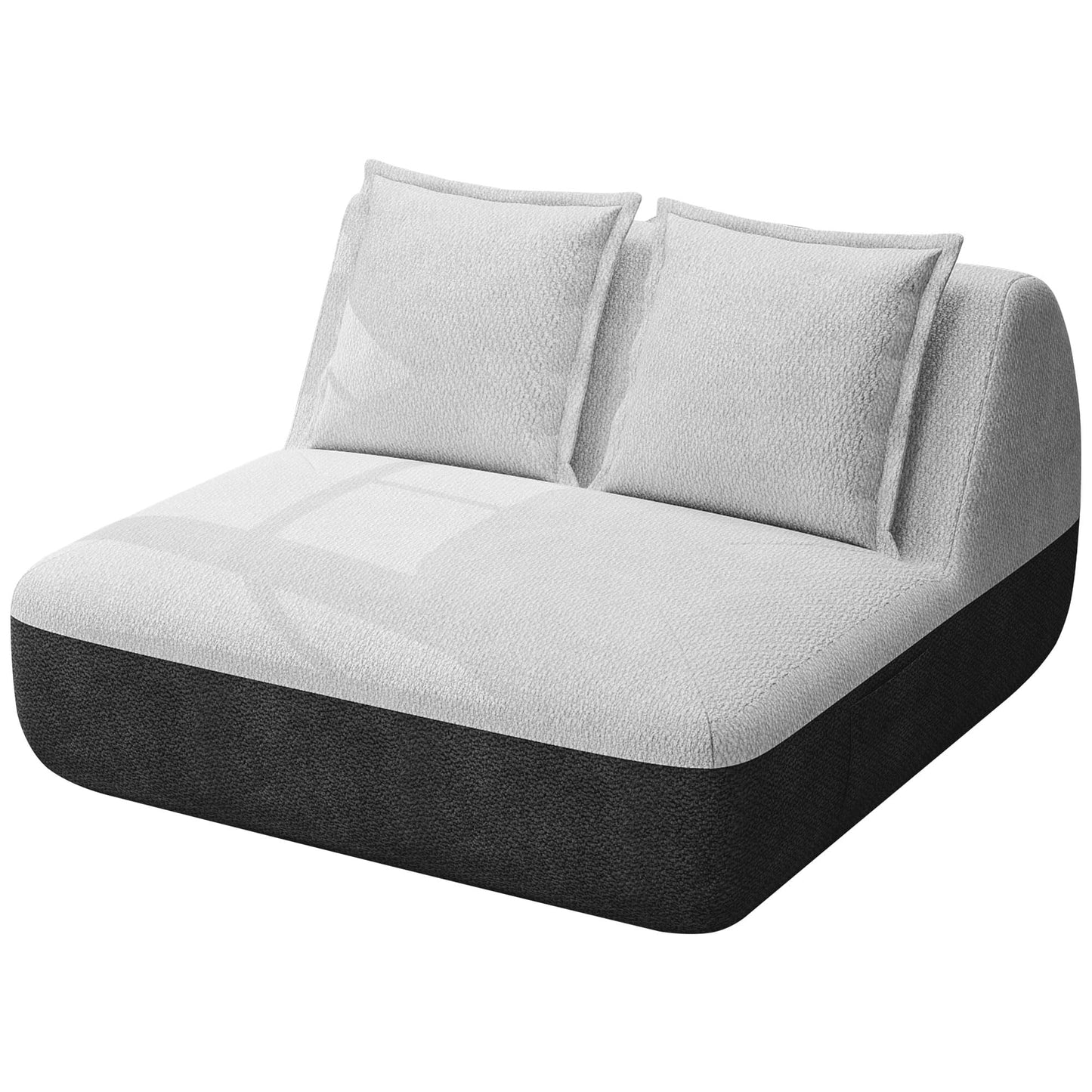 Hobestluk Small Sofa Couch Lounge Sofa Chair for Living Room, Comfy Memory Foam Couch, Mini Sofa with Side Pocket for Living Room, Bedroom (Grey+Light Grey)