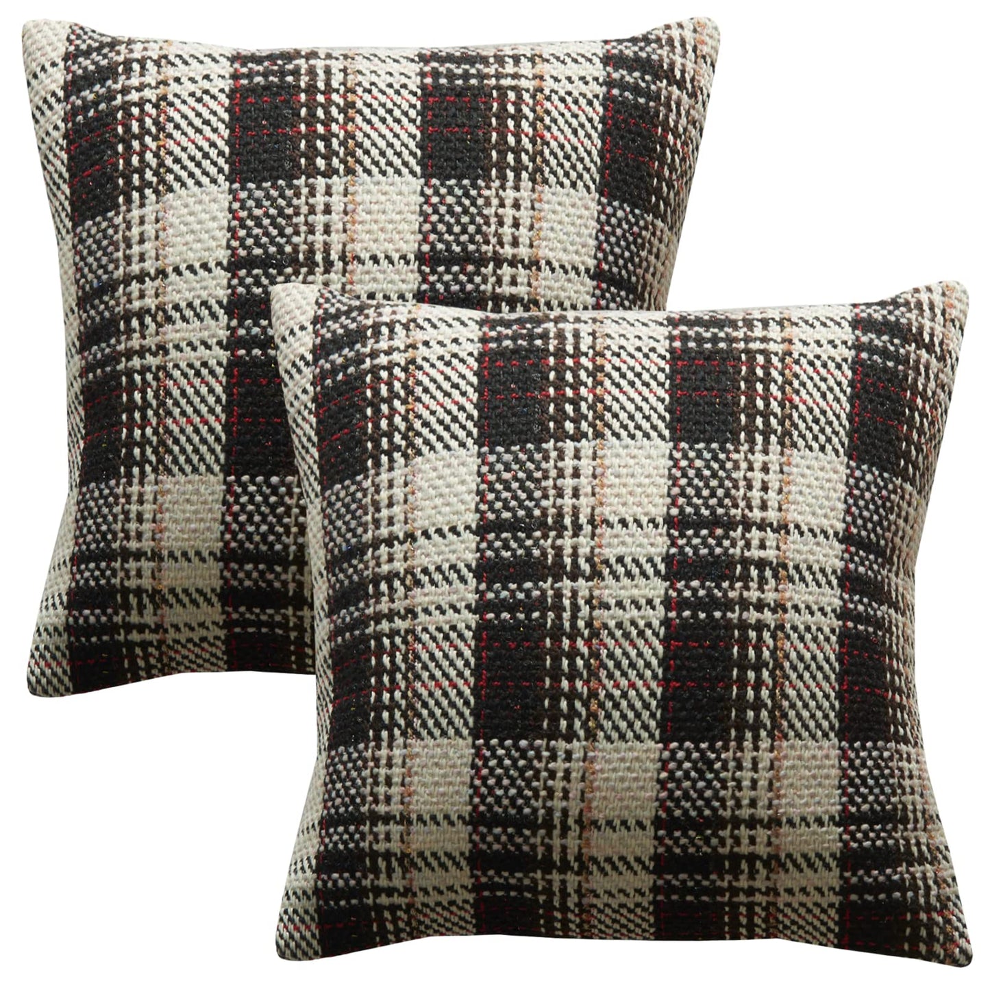 Green Plaid Pillow Covers 20x20 inch Set of 2 Knitting Tartan Pillow Cases Winter Xmas Farmhouse Cushion Covers for Sofa Bed