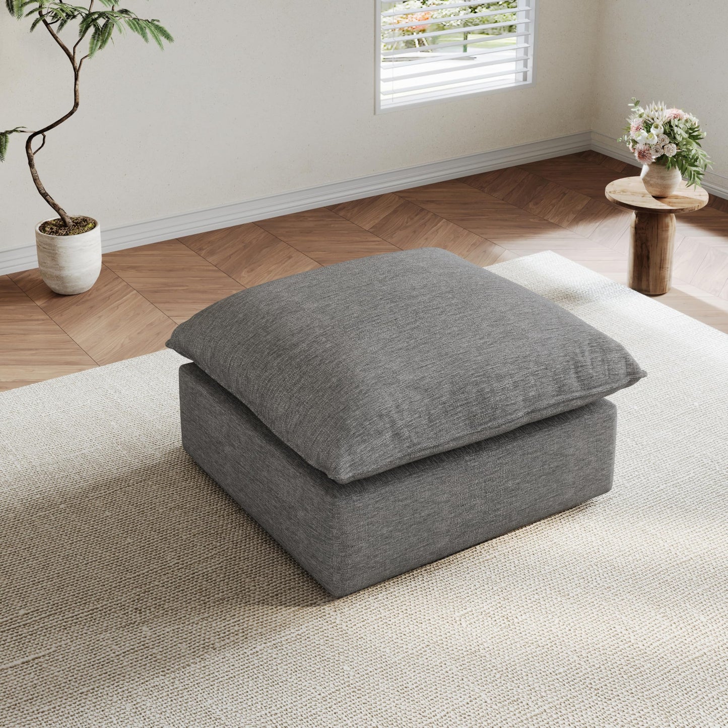 94.6" Small Cloud Couch, Linen Cloud Sectional Couches for Living Room, Convertible Down Filled Modular Sectional Sofa with Deep Seats & High-Back, Removable Washable Sofa Covers, Spill-Proof Fabric