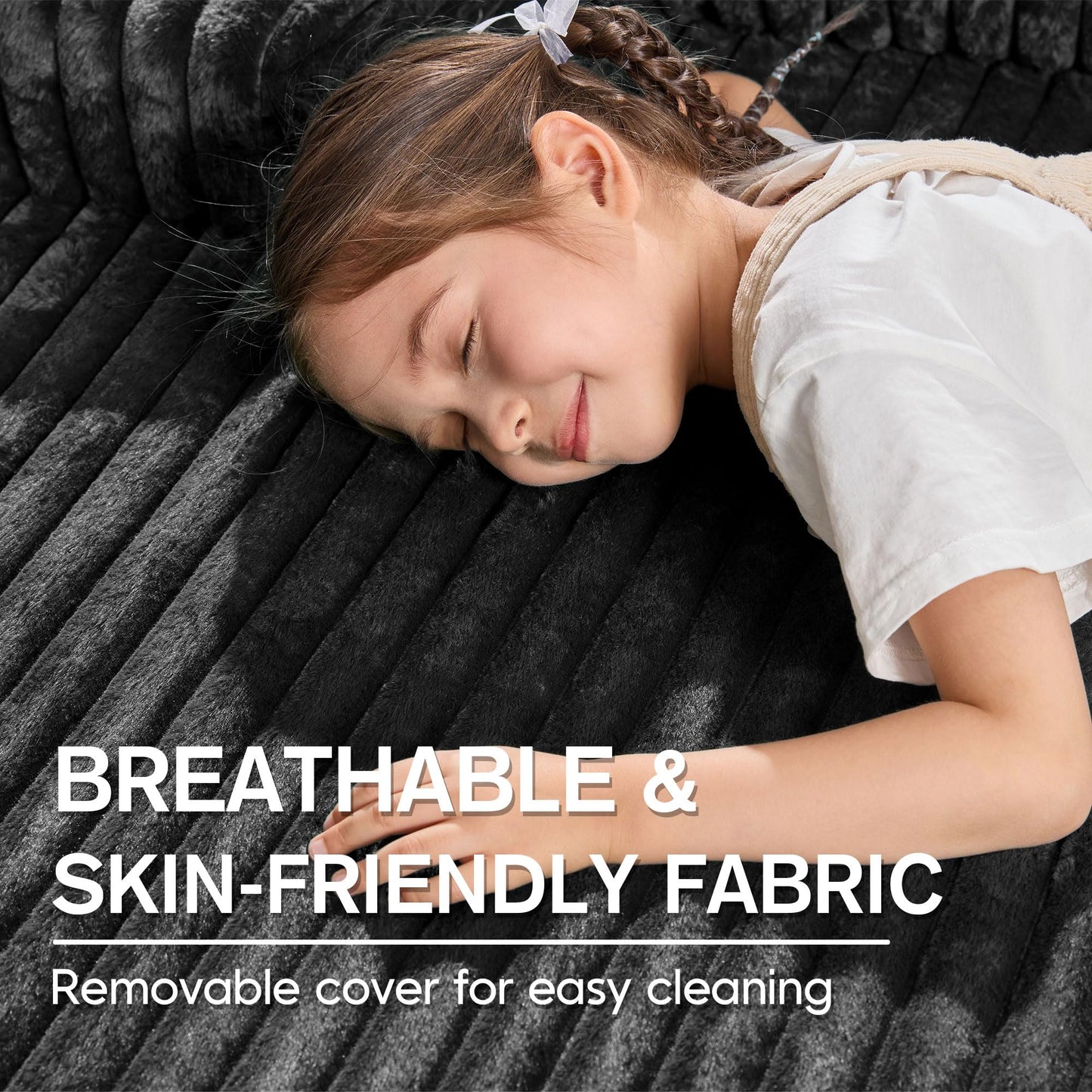 Hobestluk 96” Modular Sectional Sofa Couches L-Shape Couch 3 Seat Modular Sofa Memory Foam Sectional Couches for Living Room, Cloud Couch with Oversized Chaise (Grey, Stripe (Right Facing Chaise))