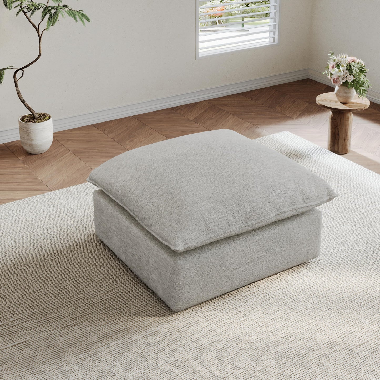 94.6" Small Cloud Couch, Linen Cloud Sectional Couches for Living Room, Convertible Down Filled Modular Sectional Sofa with Deep Seats & High-Back, Removable Washable Sofa Covers, Spill-Proof Fabric