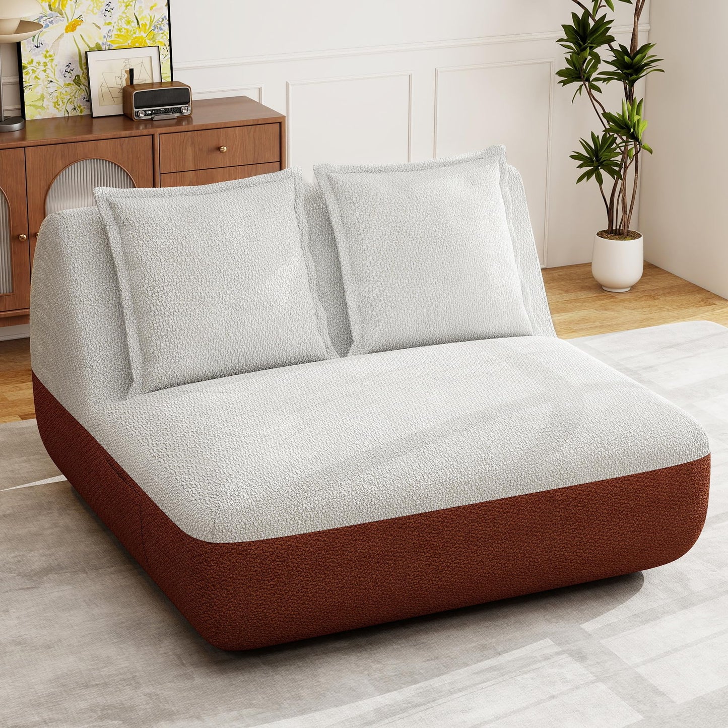 Hobestluk Small Sofa Couch Lounge Sofa Chair for Living Room, Comfy Memory Foam Couch, Mini Sofa with Side Pocket for Living Room, Bedroom (Grey+Light Grey)
