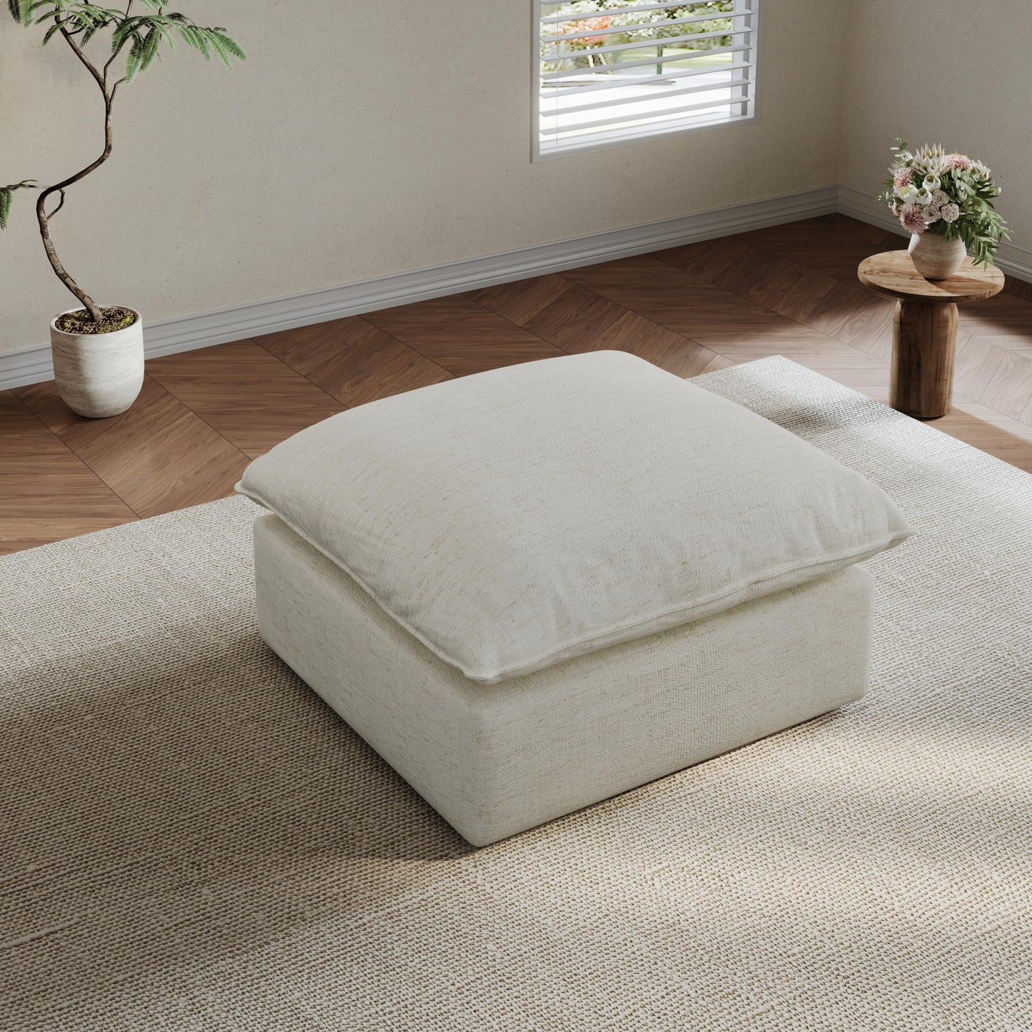 94.6" Small Cloud Couch, Linen Cloud Sectional Couches for Living Room, Convertible Down Filled Modular Sectional Sofa with Deep Seats & High-Back, Removable Washable Sofa Covers, Spill-Proof Fabric