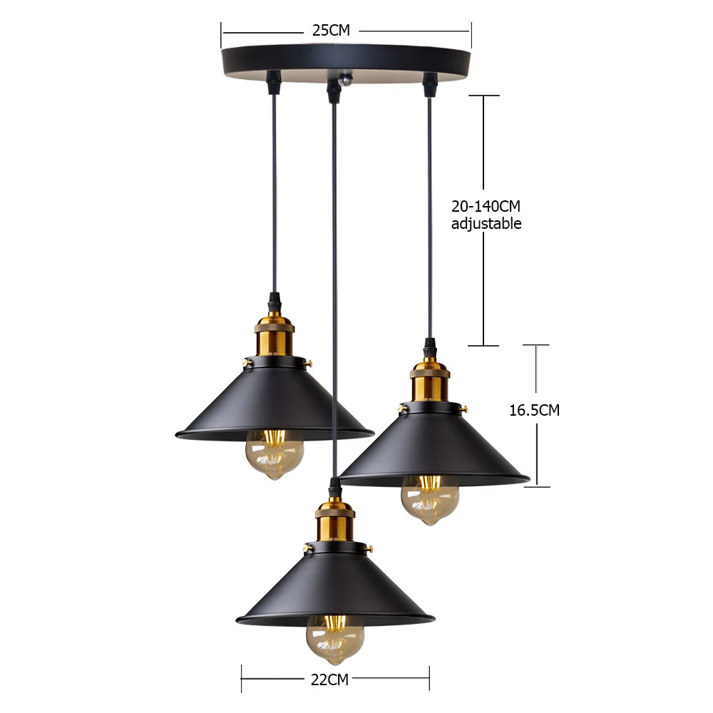 Black Vintage Industrial Pendant Light