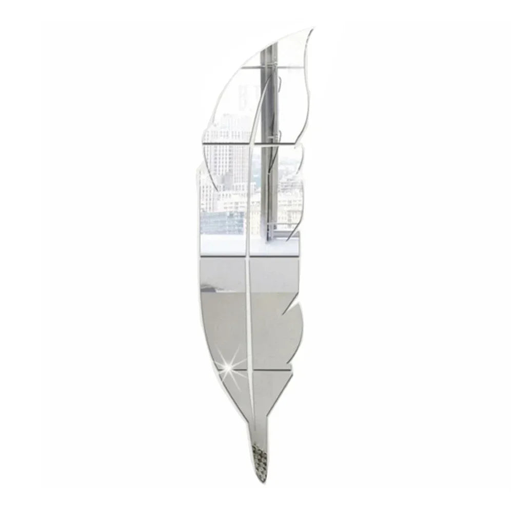 DIY Feather Plume 3D Mirror Wall Sticker