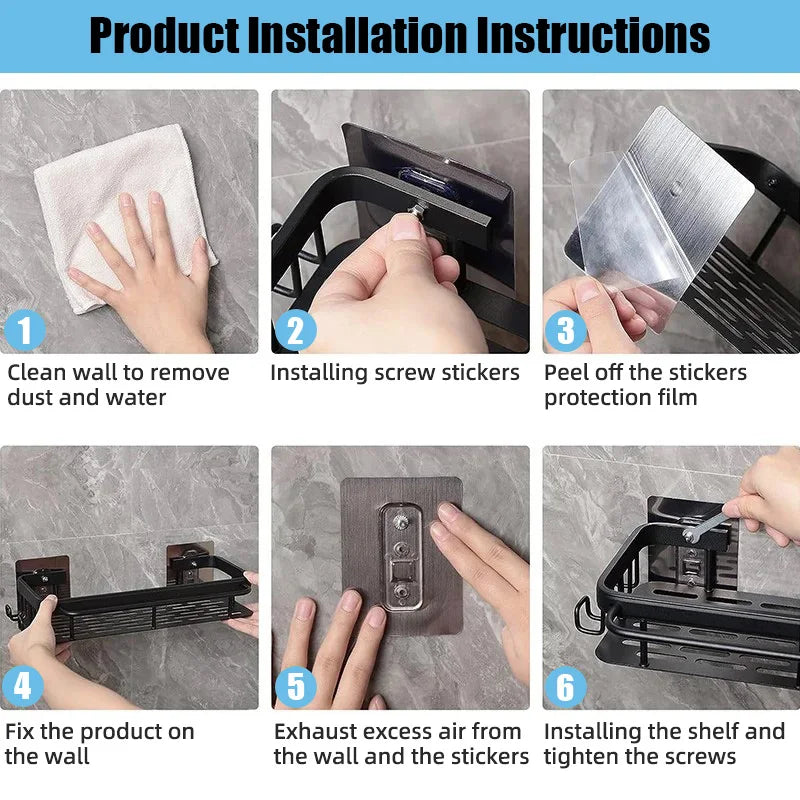 Bathroom Shelf No Drill Organizer Rack