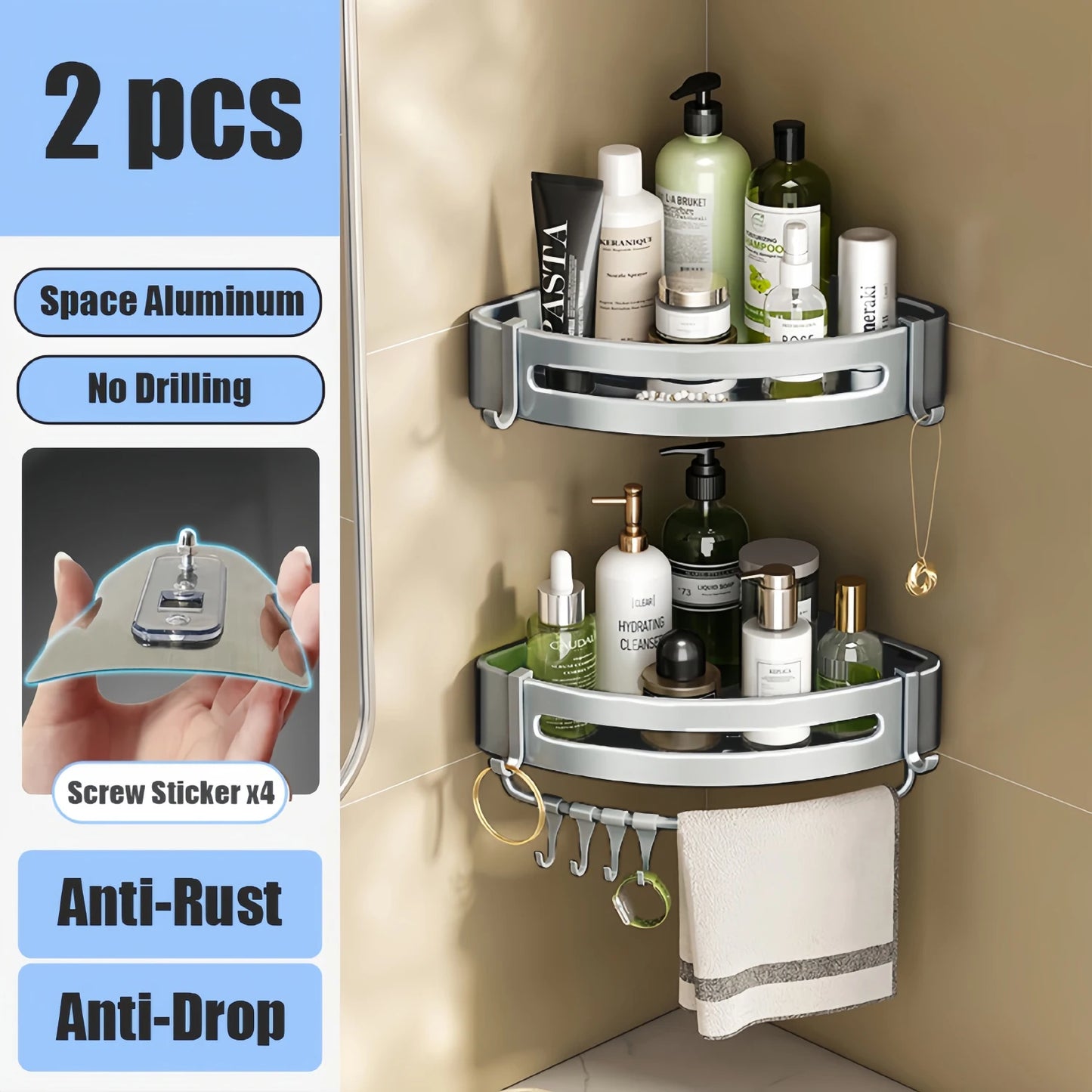 Bathroom Shelf No Drill Organizer Rack