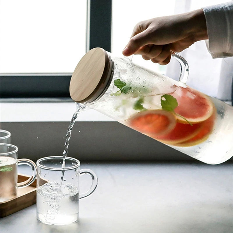 1.7L Glass Water Pitcher with Handle
