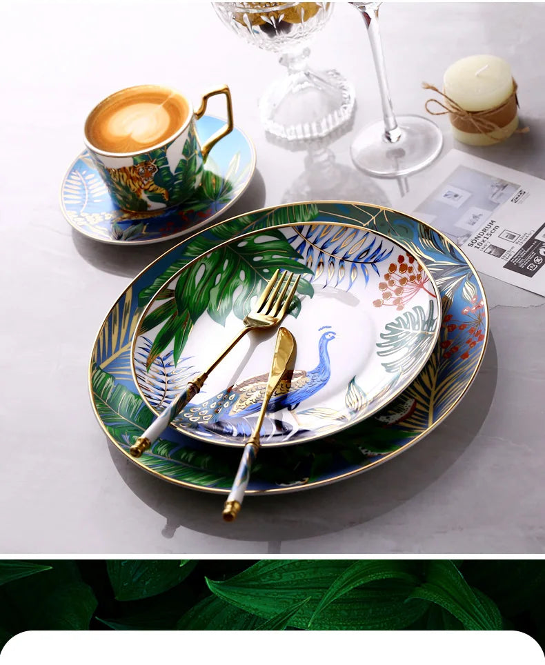 Forest Animal Pattern Ceramics Dinner Plates