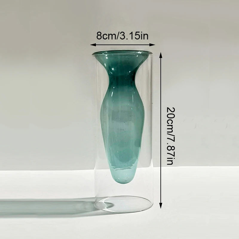 Double Layer Colored Glass Vase