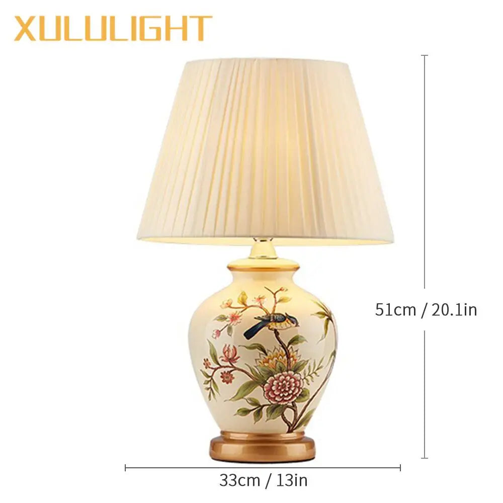 Elegant European Ceramic Flower Table Lamp