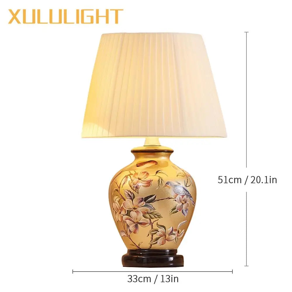 Elegant European Ceramic Flower Table Lamp