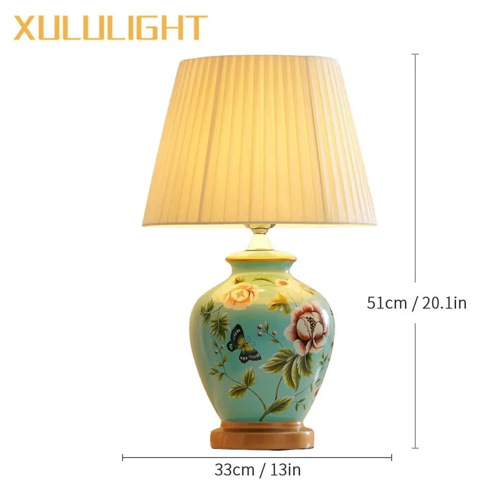 Elegant European Ceramic Flower Table Lamp