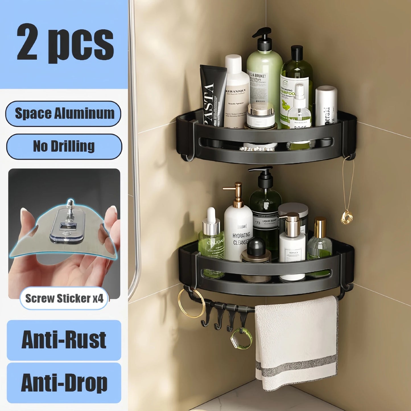 Bathroom Shelf No Drill Organizer Rack