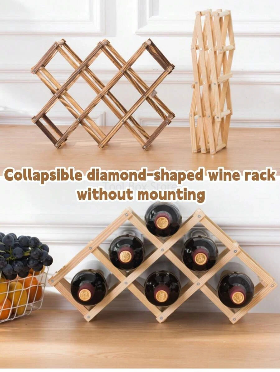 Collapsible Wooden Wine Bottle RackBar Accessories