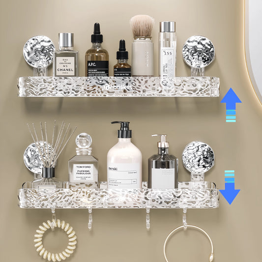 Elegant Glacier Suction Cup Bathroom Organizer