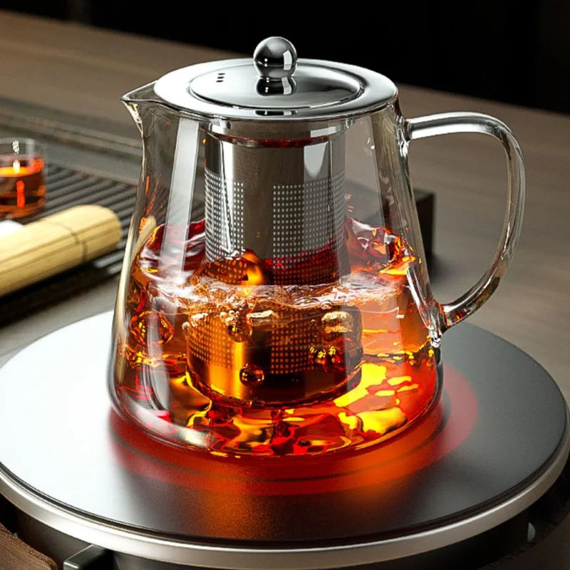 Heat-Resistant Clear Glass Tea Pitcher
