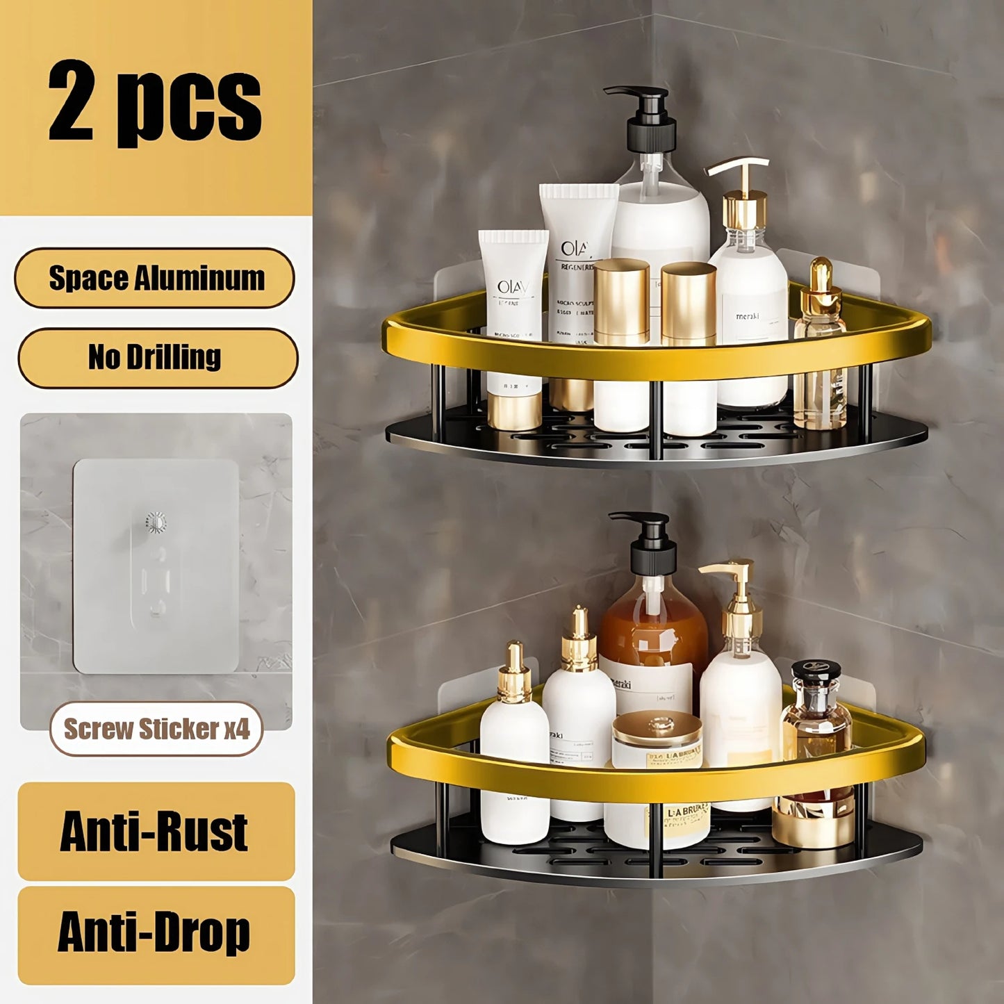 Bathroom Shelf No Drill Organizer Rack