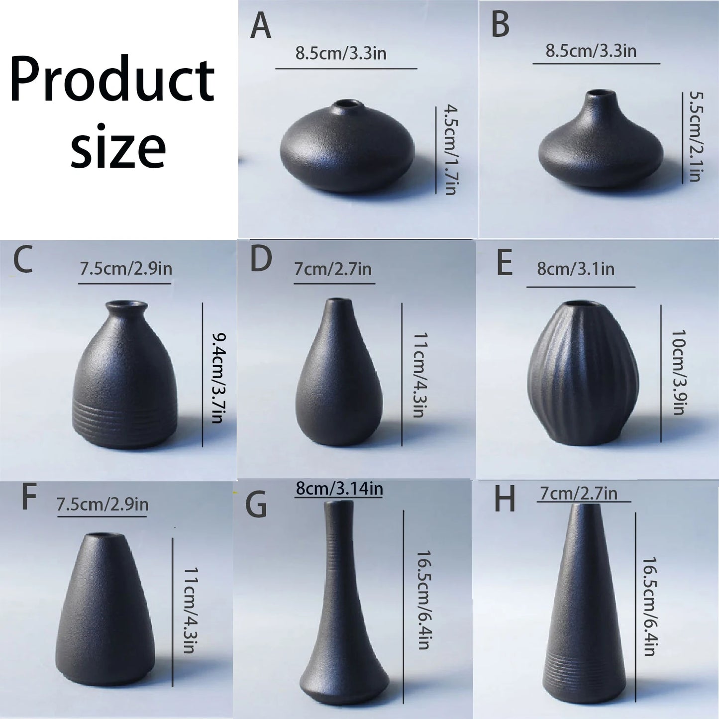 Japanese Black Ceramic Vase for Decor