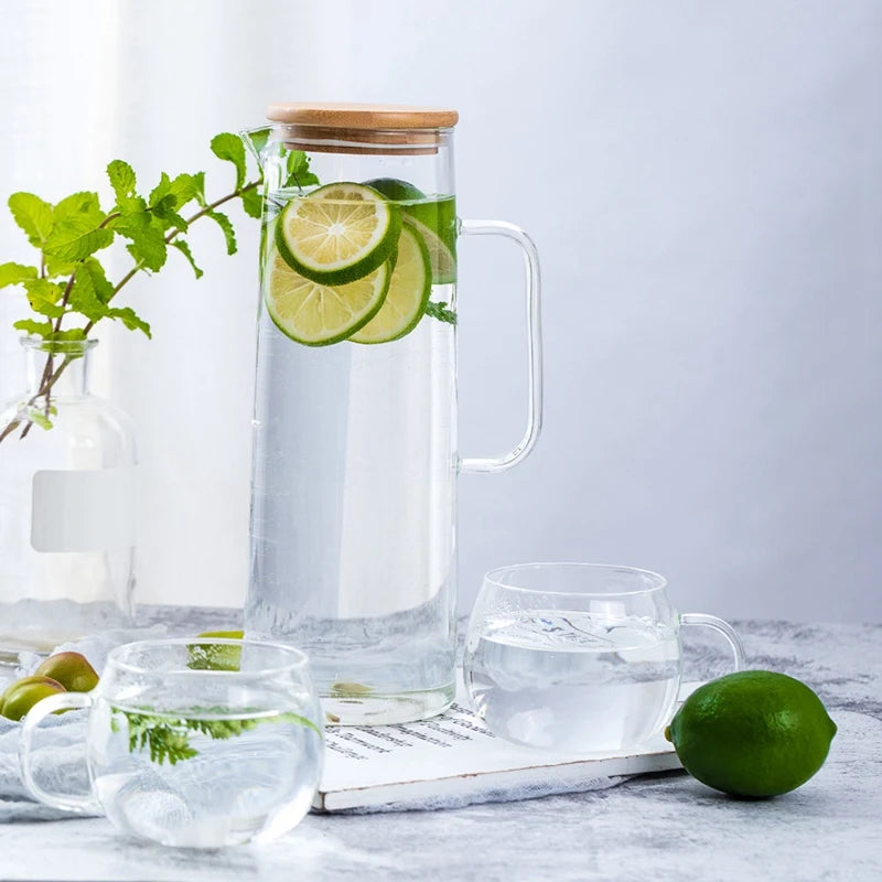 1.7L Glass Water Pitcher with Handle