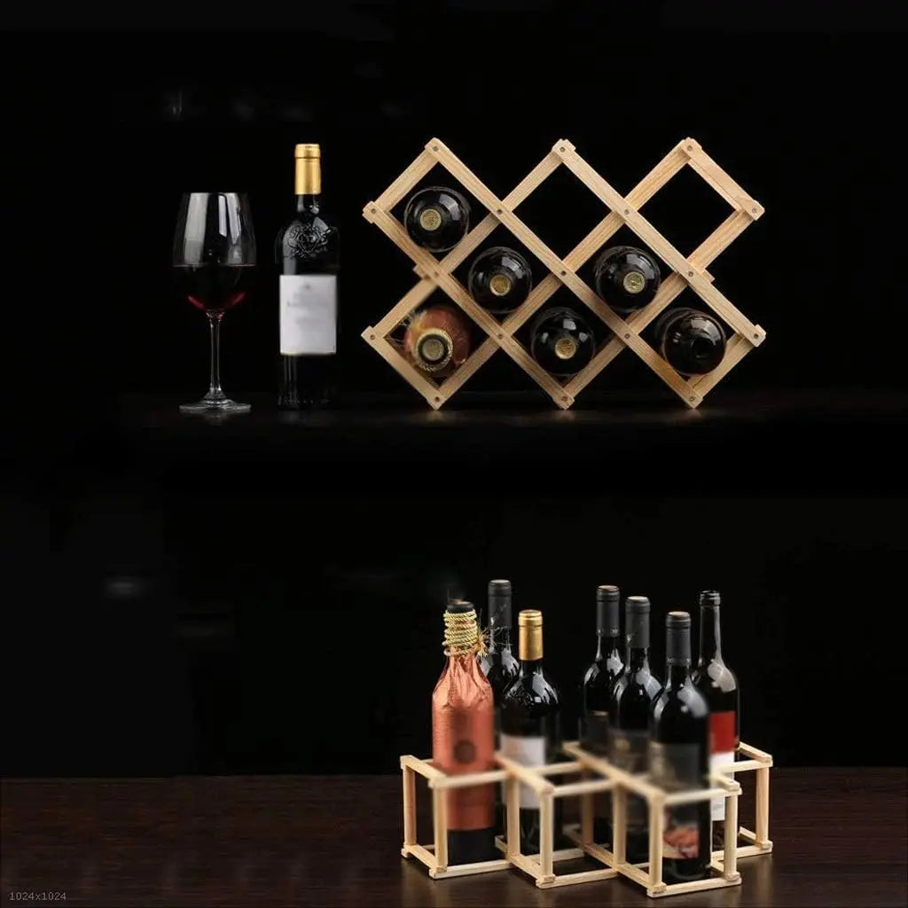 Collapsible Wooden Wine Bottle RackBar Accessories