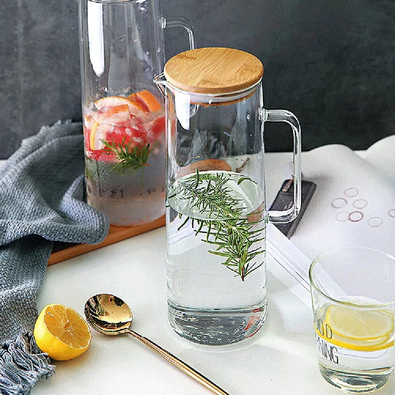 1.7L Glass Water Pitcher with Handle
