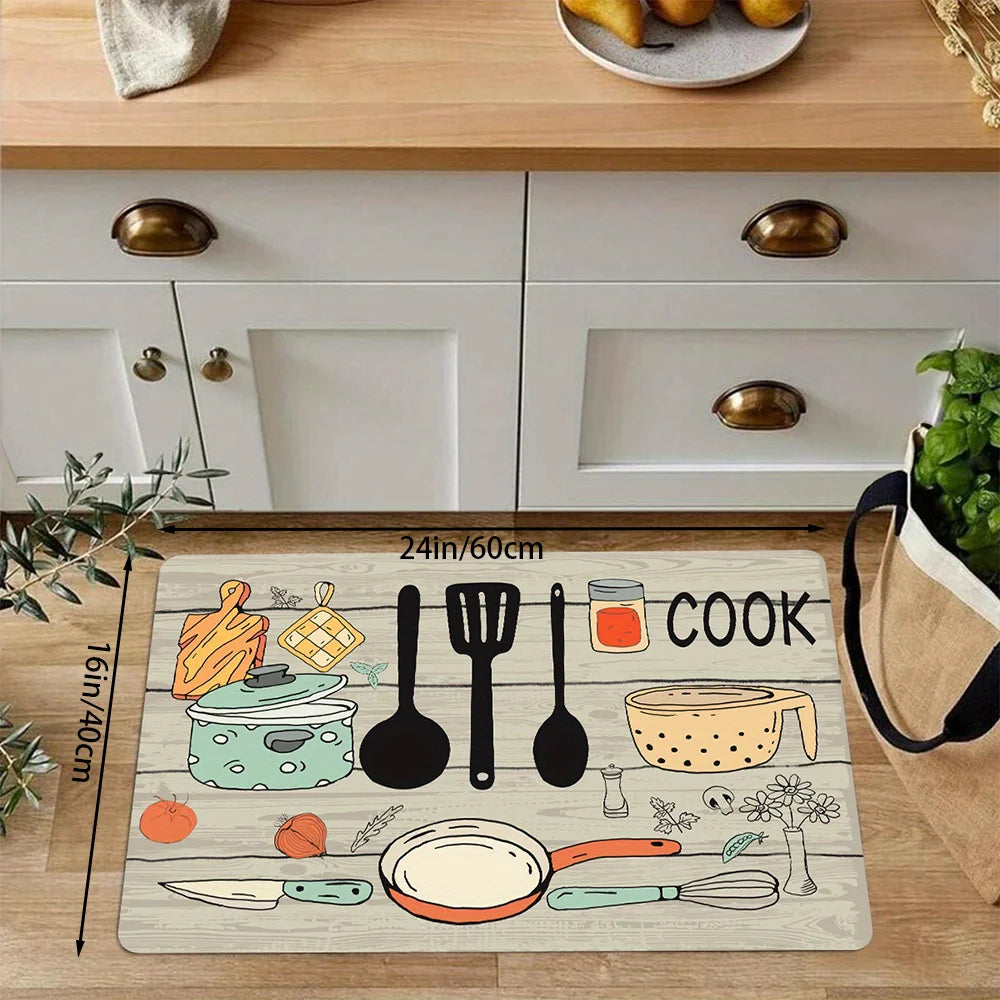 Cartoon Knife & Fork Kitchen Door Mat