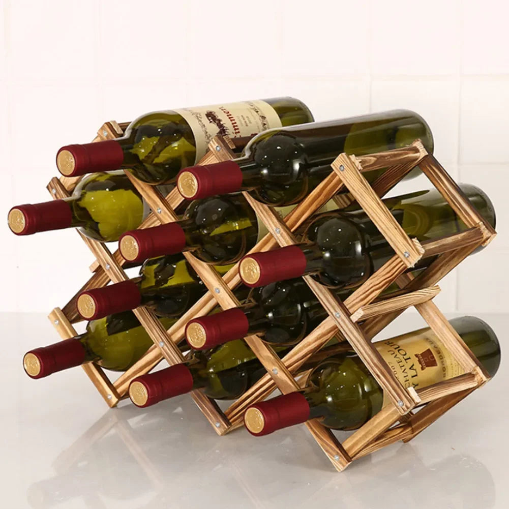 Collapsible Wooden Wine Bottle RackBar Accessories