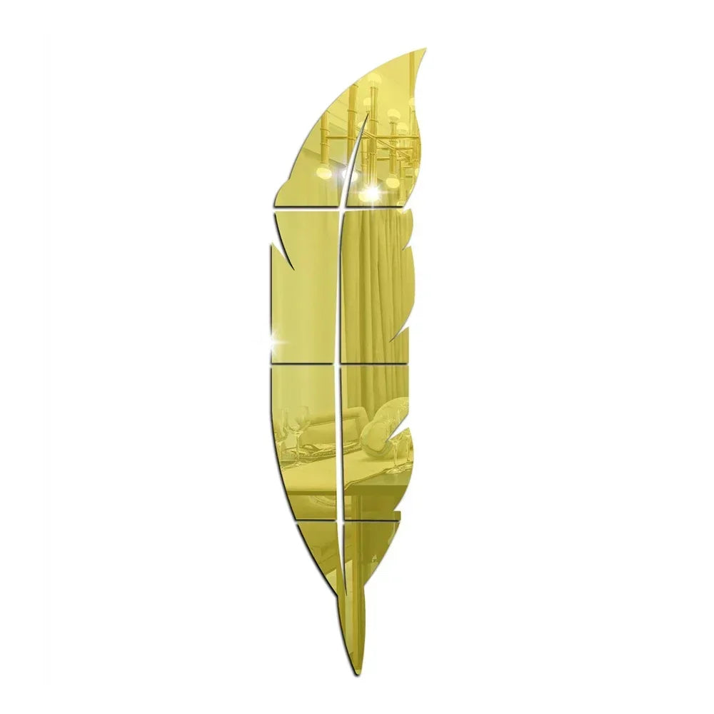 DIY Feather Plume 3D Mirror Wall Sticker