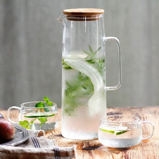 1.7L Glass Water Pitcher with Handle